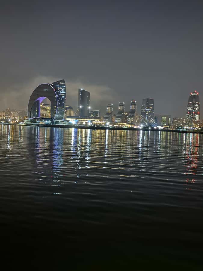 Baku: Caspian Sea Boat Tour with City Skyline Views - Crystal Hall and the night skyline light show
