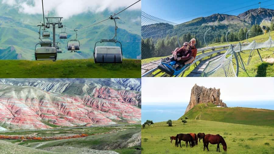 Baku: Guba-Shahdag Resort-Candy Mountain and Laza Waterfall - Candy Cane Mountains Stop: Pink Photos Without the Rush