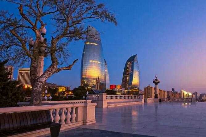 Baku Night City Tour Discover the Magic of Illuminated Landmarks - Stop 2: Highland Park and the Caspian Sea Skyline