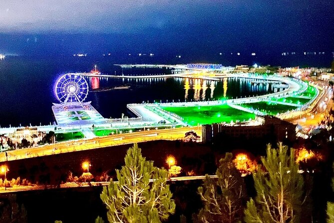 Baku Night Panoramic tour - Entering Baku’s night scene from Double Gates