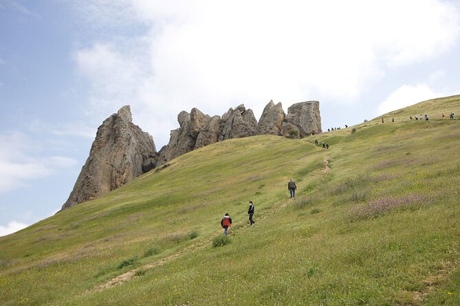 Beshbarmag mountain with sea view and Candy Mountains <em> Day Tour – Quick hits you will actually care about’ /></p>
<ul>
<li><strong>A tight small group day (max 12)</strong> that keeps questions easy and timing under control.</li>
<li><strong>Morning Masazir pink lake</strong> when it is most likely to show its pink face, with free entry.</li>
<li><strong>Candy Cane Mountain color depends on the weather</strong>, so bring sunglasses and hope for sun.</li>
<li><strong>Beshbarmag Mountain feels like a real weather divide</strong> over short distances, and locals still pray there.</li>
<li><strong>Heydar Mosque plus Heydar Aliyev Cultural Center</strong> gives you a well-rounded Baku finish.</li>
<li><strong>Air-conditioned vehicle and a guide</strong> mean less stress than self-driving between stops.</li>
</ul>
<div class="twil" style="margin: 20px 0; padding: 15px 0;"><p>Other trips to the striped hills</p><ul style="margin: 10px 0; padding-left: 0; list-style: none;"><li style="margin: 0 0 12px 0; padding: 0 0 12px 0; border-bottom: 1px solid #eee; line-height: 1.4;"><a href="https://azerbaijaninsider.com/baku-candy-cane-guba-khinaliq-village-with-homemade-lunch/">Baku: Candy Cane, Guba, Khinaliq village with Homemade Lunch</a><br><span style="font-size: 0.82em; color: #555;"><span style="color: #D58F3A;">★</span> 4.9 &nbsp;&middot;&nbsp; 519 reviews</span></li><li style="margin: 0 0 12px 0; padding: 0 0 12px 0; border-bottom: 1px solid #eee; line-height: 1.4;"><a href="https://azerbaijaninsider.com/baku-guba-khinalig-candy-cane-tour-with-homemade-lunch/">Baku: Guba Khinalig & Candy Cane Tour with Homemade Lunch</a><br><span style="font-size: 0.82em; color: #555;"><span style="color: #D58F3A;">★</span> 4.9 &nbsp;&middot;&nbsp; 447 reviews</span></li><li style="margin: 0 0 12px 0; padding: 0 0 12px 0; border-bottom: 1px solid #eee; line-height: 1.4;"><a href="https://azerbaijaninsider.com/baku-candy-mountain-pink-lake-besh-barmag-dag-and-mosque/">Baku: Candy Mountain, Pink Lake, Besh Barmag Dag and Mosque</a><br><span style="font-size: 0.82em; color: #555;"><span style="color: #D58F3A;">★</span> 4.6 &nbsp;&middot;&nbsp; 273 reviews</span></li><li style="margin: 0; padding: 0; border-bottom: none; line-height: 1.4;"><a href="https://azerbaijaninsider.com/guba-khinalug-candy-cane-mountains-tour-by-old-city-tours/">Guba Khinalug & Candy Cane Mountains tour (by Old City Tours)</a><br><span style="font-size: 0.82em; color: #555;"><span style="color: #D58F3A;">★</span> 4.5 &nbsp;&middot;&nbsp; 208 reviews</span></li></ul></div><h2 id="price-and-time-does-60-make-sense">Price and time: does $60 make sense?</h2>
<p><img width="669" height="446" decoding="async" src=